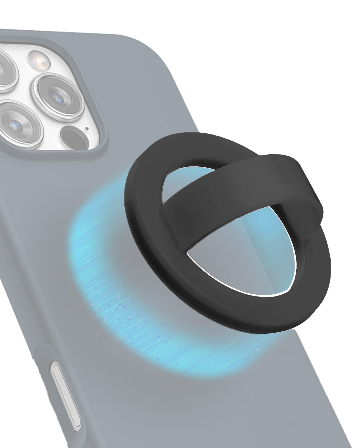 Silicone Magnetic Mount 360° Rotation Finger Smartphone Stand — Black