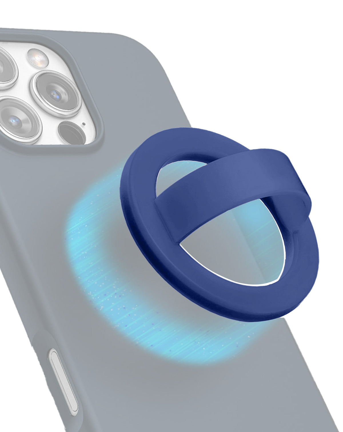 Silicone Magnetic Mount 360° Rotation Finger Smartphone Stand — Blue