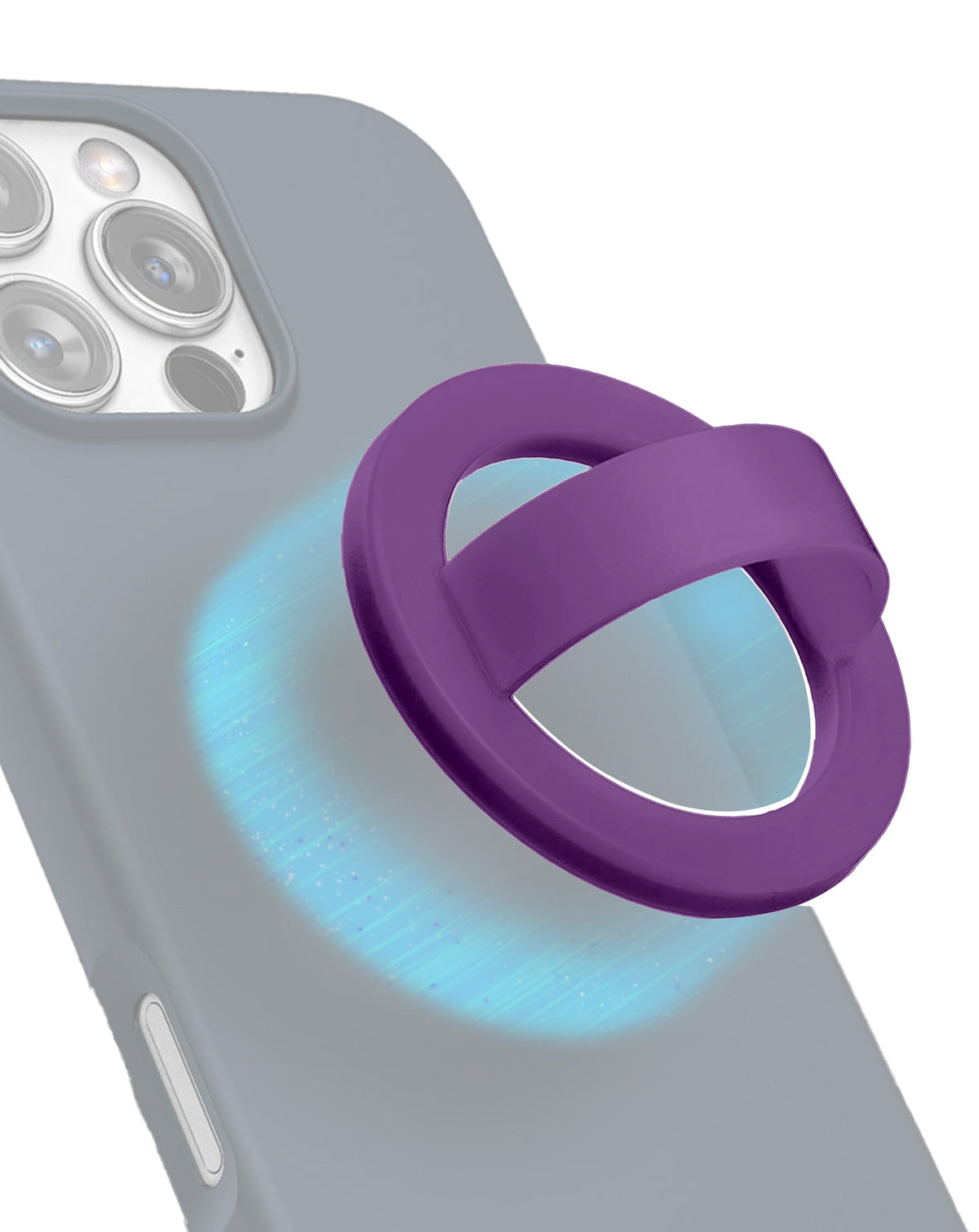Silicone Magnetic Mount 360° Rotation Finger Smartphone Stand — Dark Purple