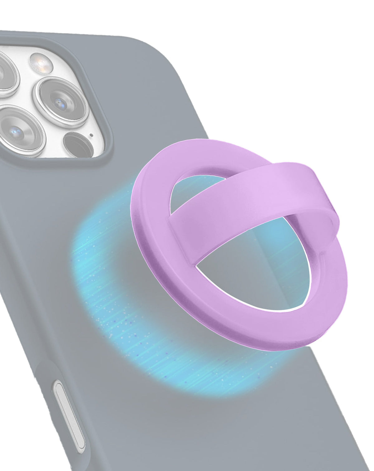 Silicone Magnetic Mount 360° Rotation Finger Smartphone Stand — Light Purple