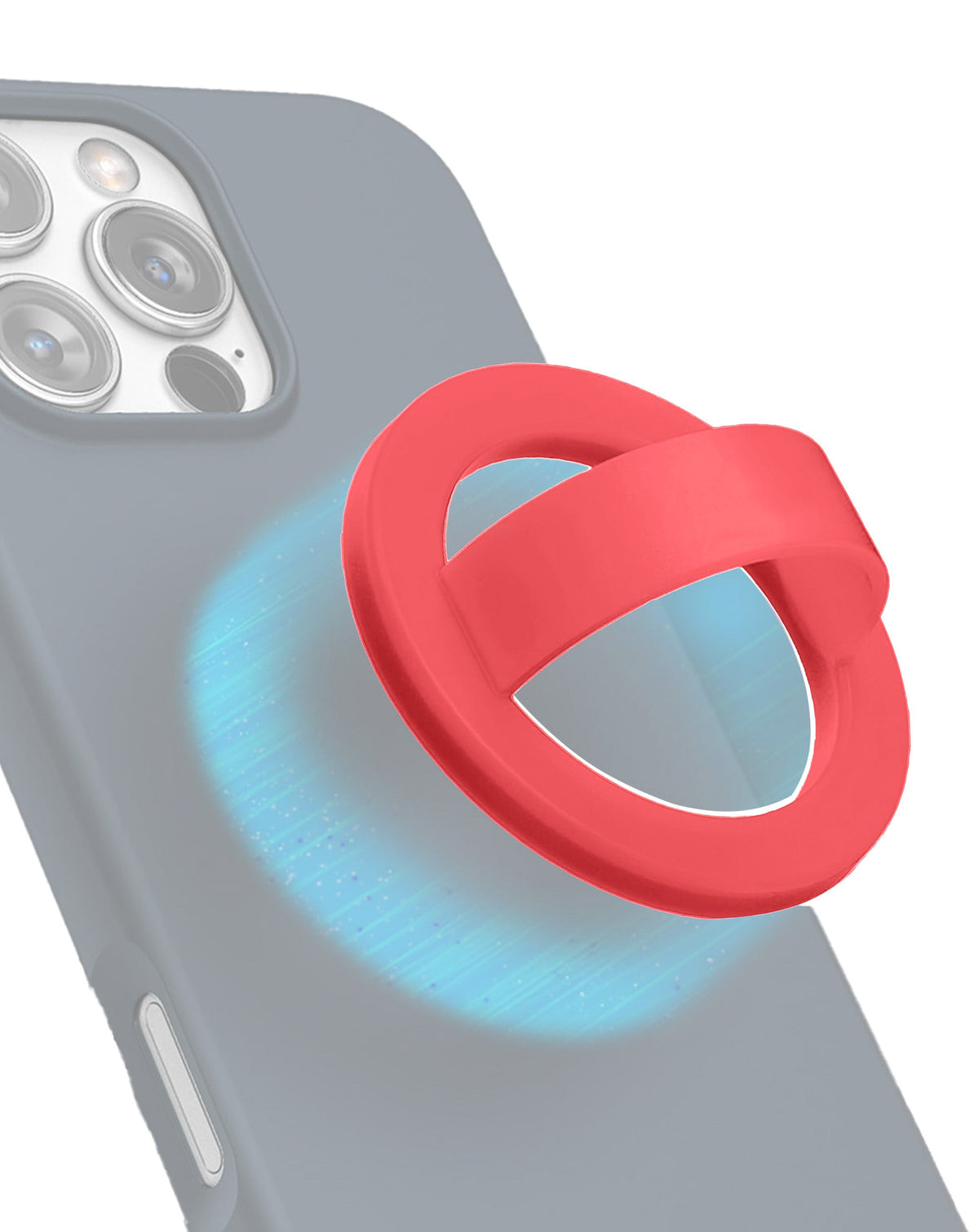 Silicone Magnetic Mount 360° Rotation Finger Smartphone Stand — Red