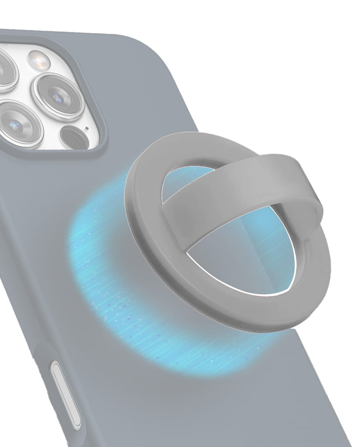 Silicone Magnetic Mount 360° Rotation Finger Smartphone Stand — Gray