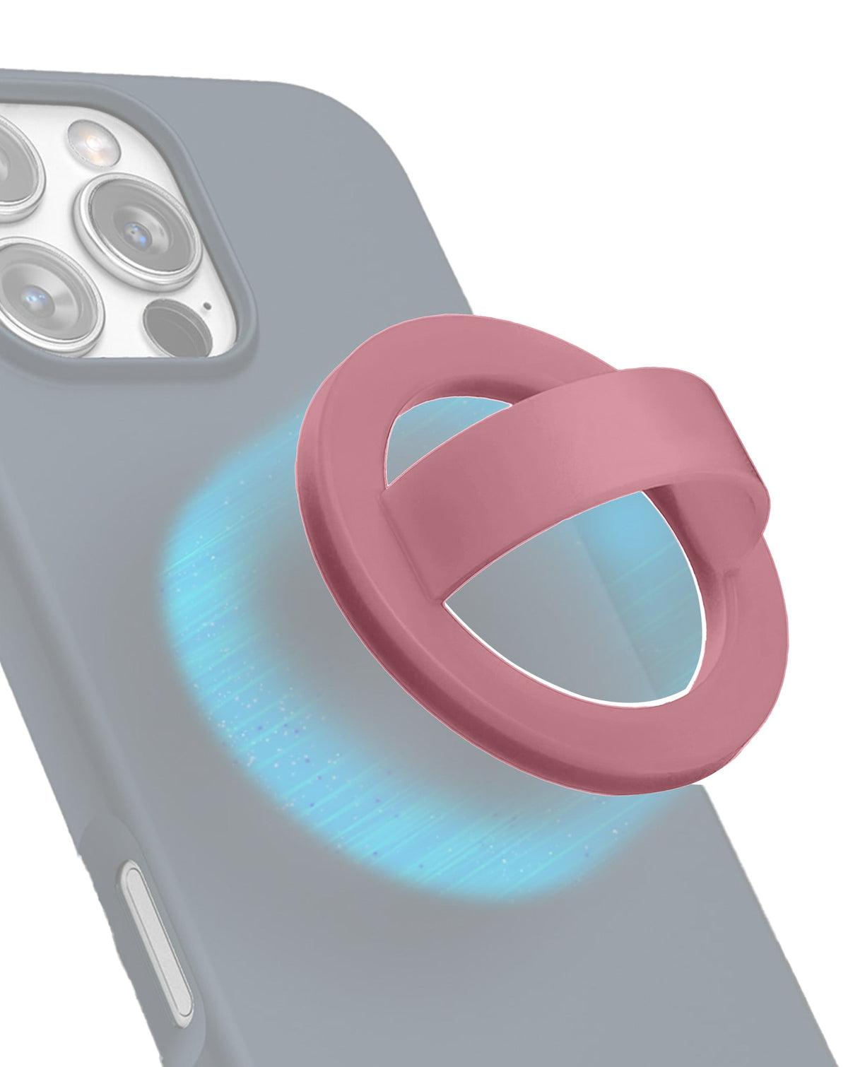 Silicone Magnetic Mount 360° Rotation Finger Smartphone Stand — Sand Pink
