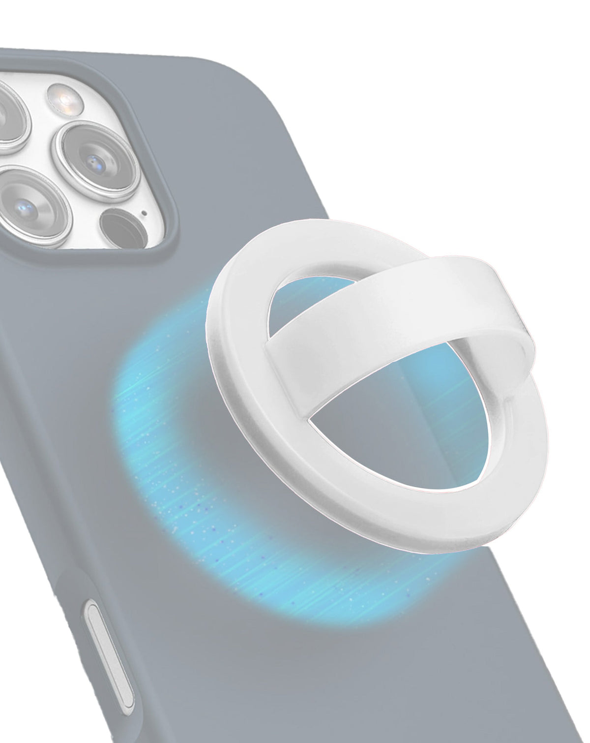 Silicone Magnetic Mount 360° Rotation Finger Smartphone Stand — White