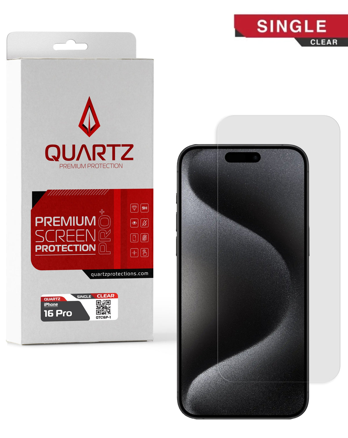 Quartz Clear Tempered Glass Screen Protector — iPhone 16 Pro / 17 / 17 Pro