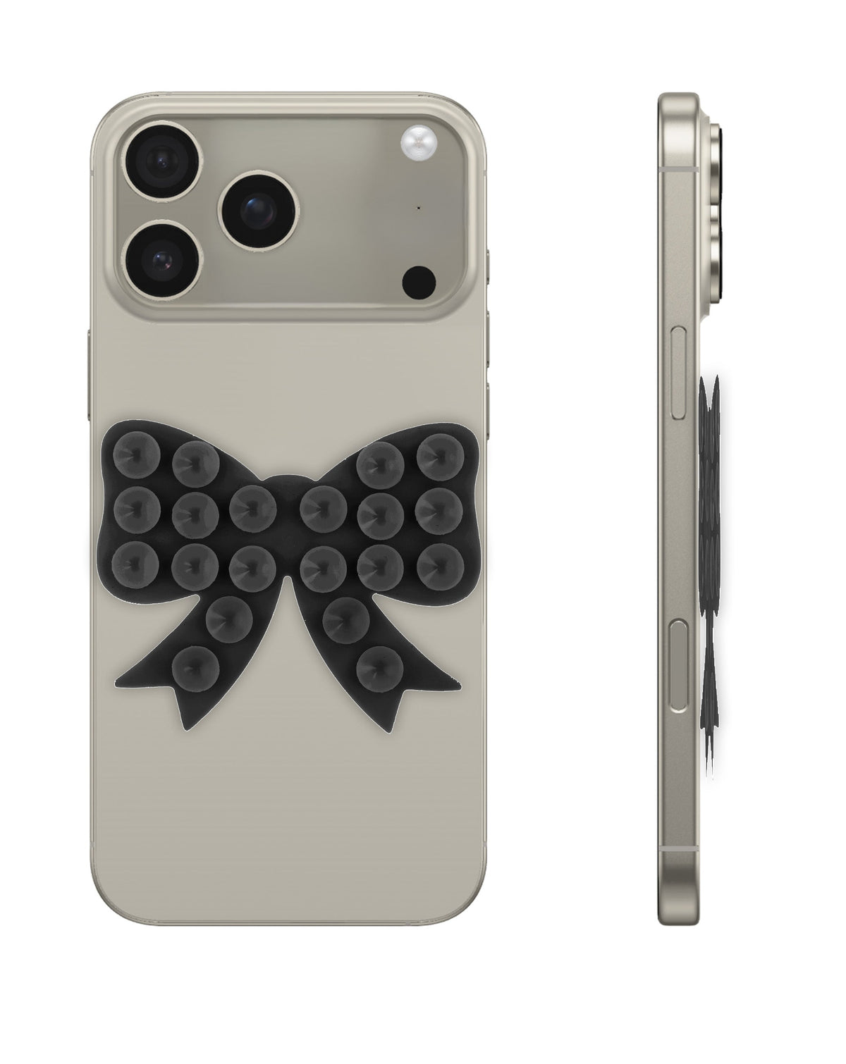 Fashion Bow Beads Silicone Suction Cup Phone Holder — Black