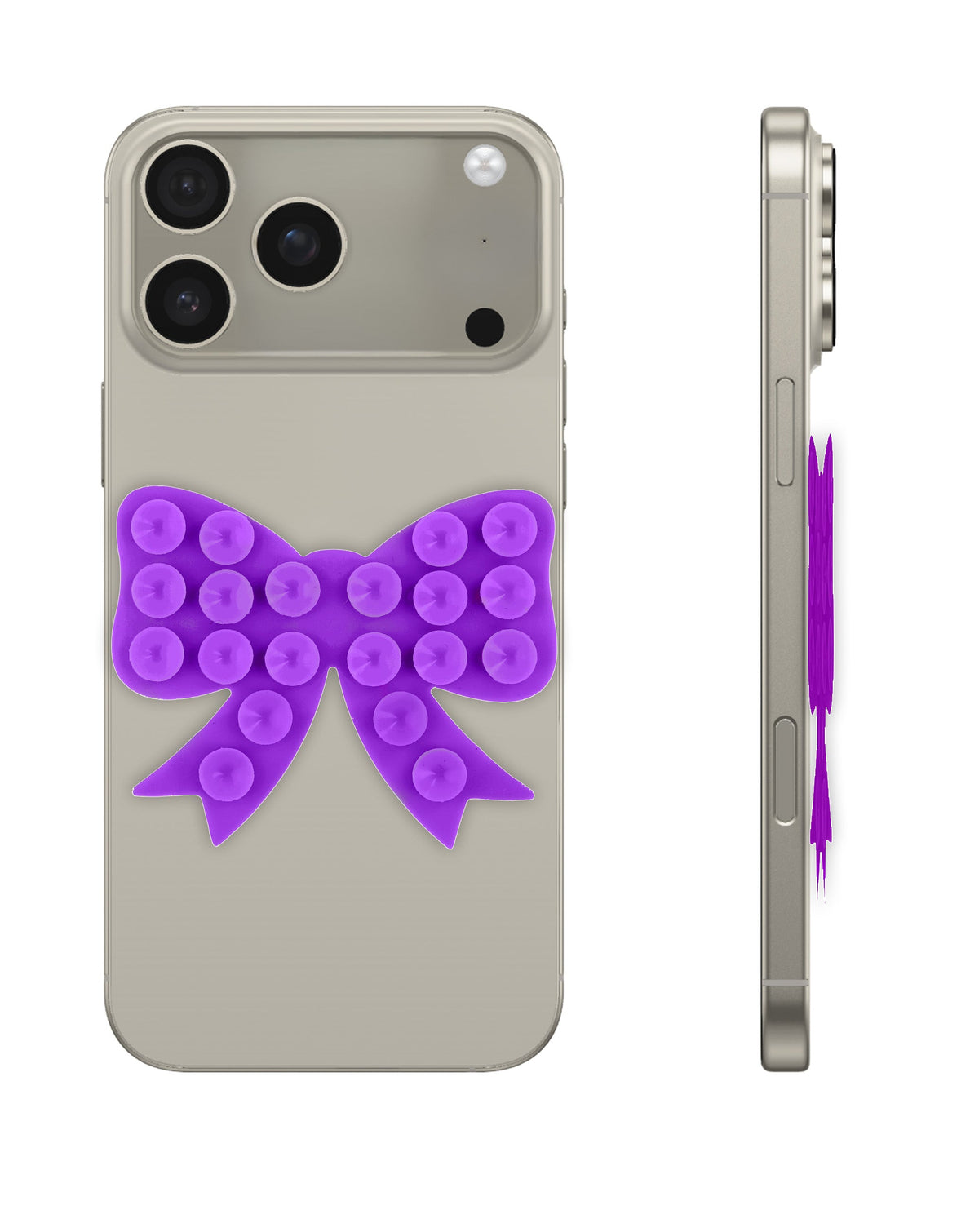Fashion Bow Beads Silicone Suction Cup Phone Holder — Dark Purple