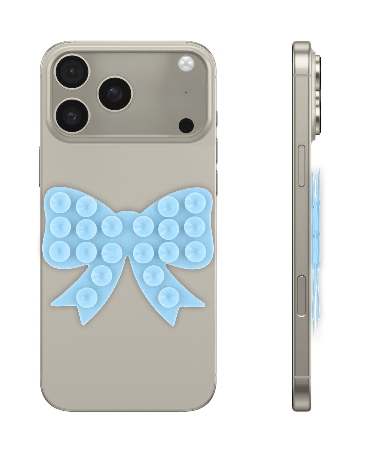 Fashion Bow Beads Silicone Suction Cup Phone Holder — Light Blue