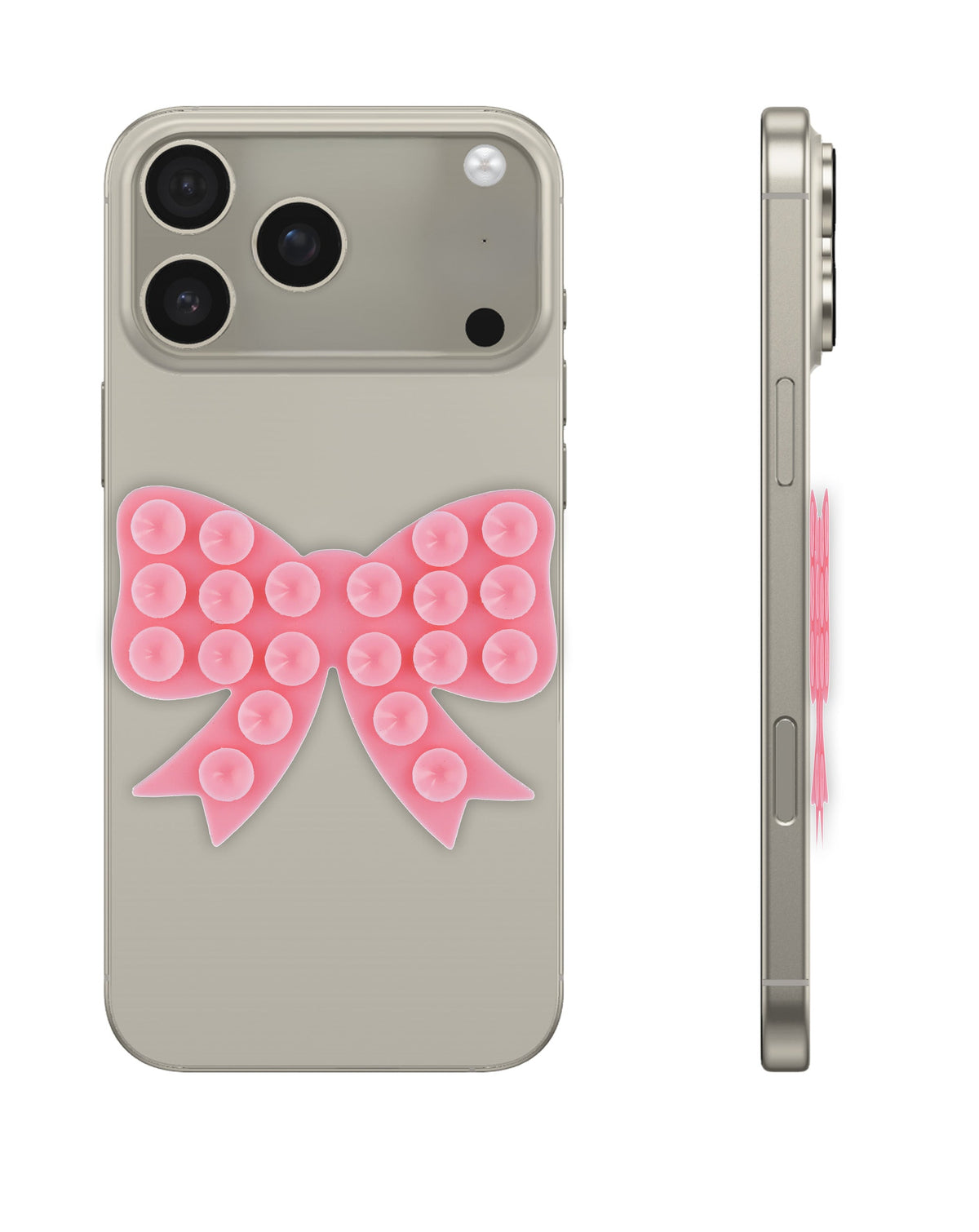 Fashion Bow Beads Silicone Suction Cup Phone Holder — Pink