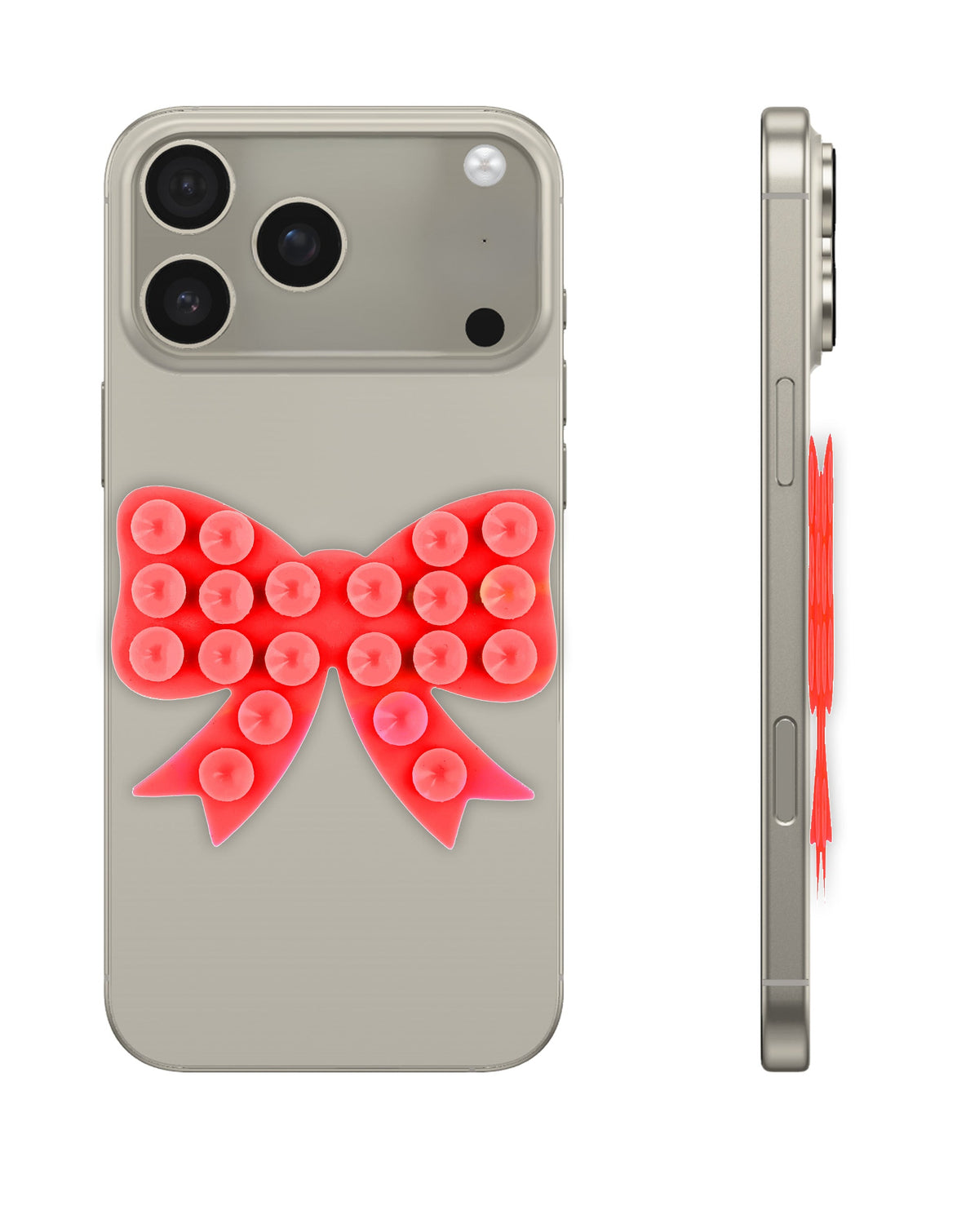 Fashion Bow Beads Silicone Suction Cup Phone Holder — Red