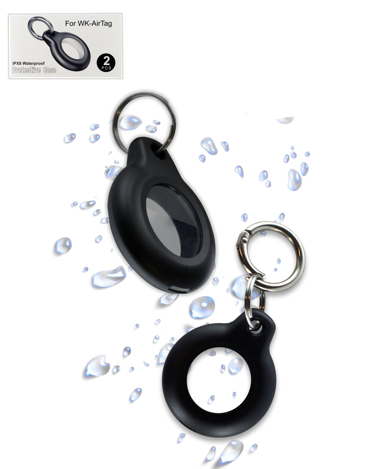 WK Waterproof AirTag Case — Black