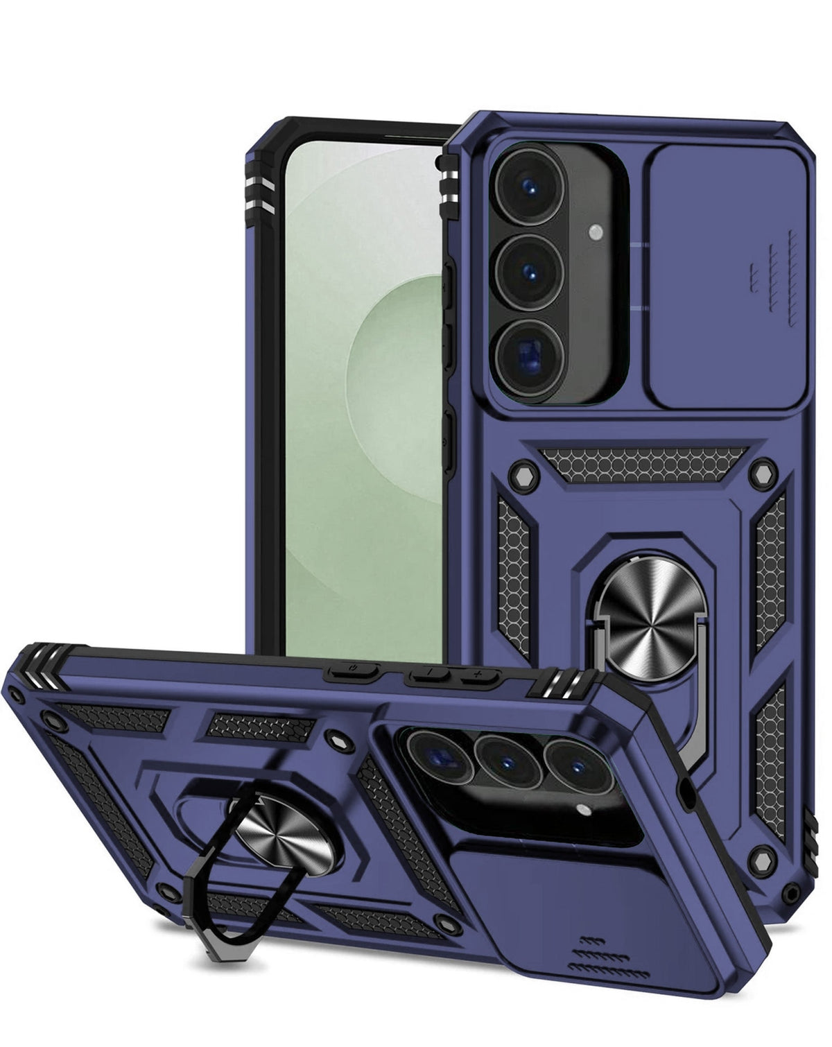 Dual Layers Hybrid Case with Metal Ring and Camera Protector for Galaxy S26 FE — Blue