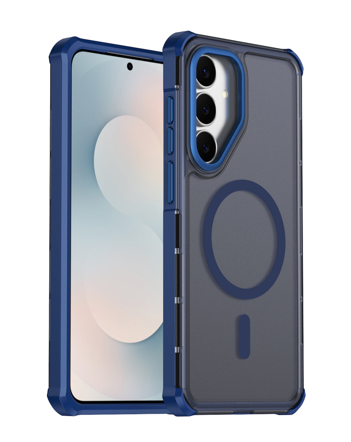 Dual Layer Electroplated Border Wireless Charging Case for Galaxy S26 FE — Blue