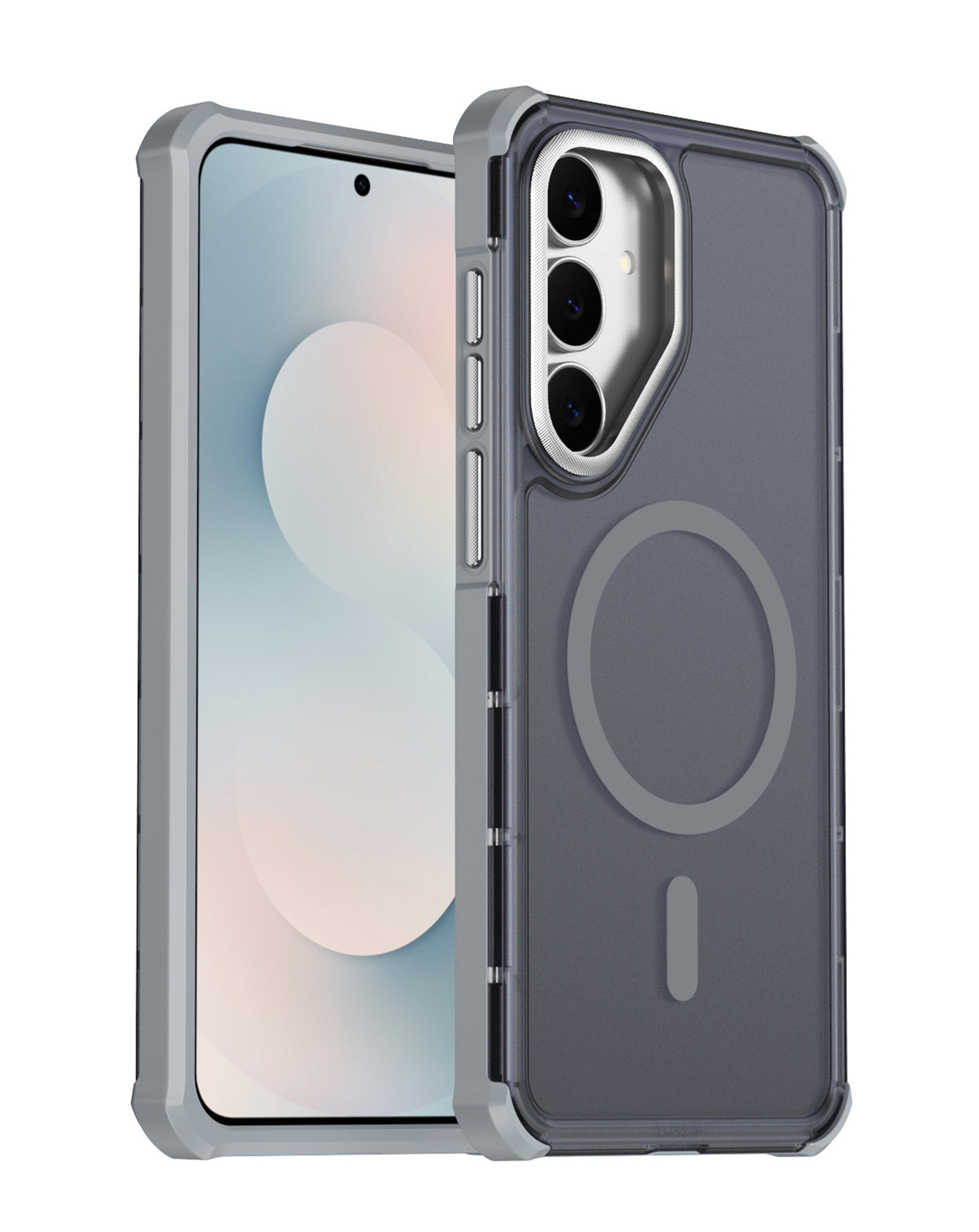 Dual Layer Electroplated Border Wireless Charging Case for Galaxy S26 FE — Gray