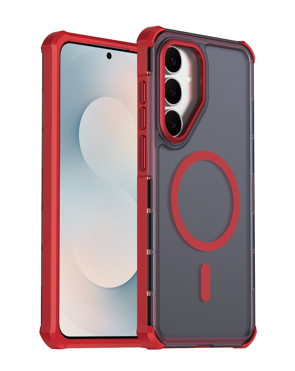 Dual Layer Electroplated Border Wireless Charging Case for Galaxy S26 FE — Red