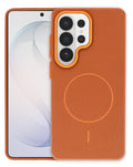 Magnetic Leather Soft Case for Galaxy S26 Ultra — Golden Brown