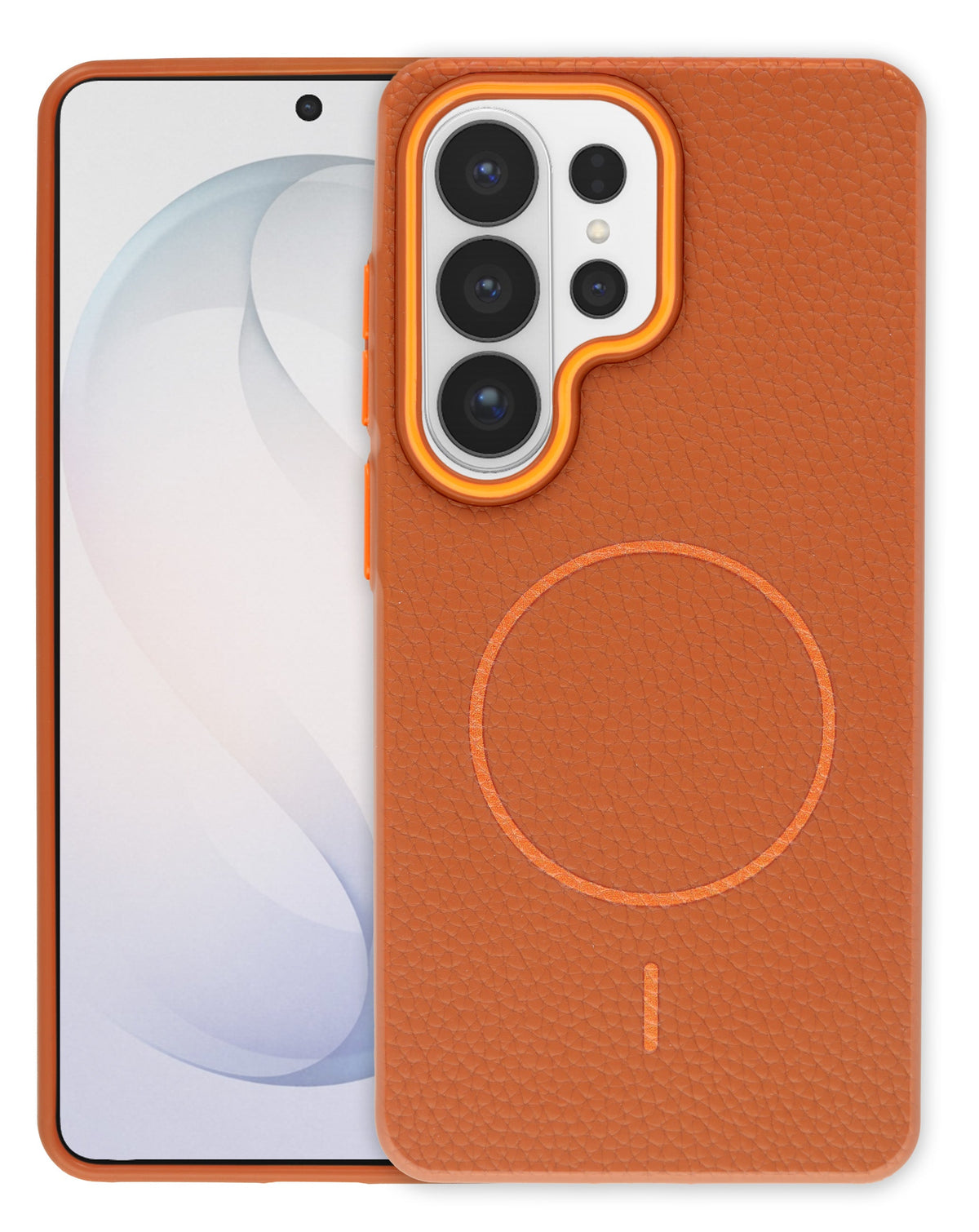 Magnetic Leather Soft Case for Galaxy S26 Ultra — Golden Brown
