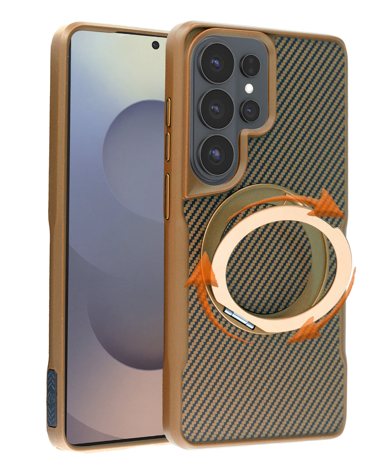 Magnetic Protective Case with 360° Rotating Ring Stand for Galaxy S26 Ultra — Gold