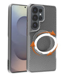 Magnetic Protective Case with 360° Rotating Ring Stand for Galaxy S26 Ultra — Silver