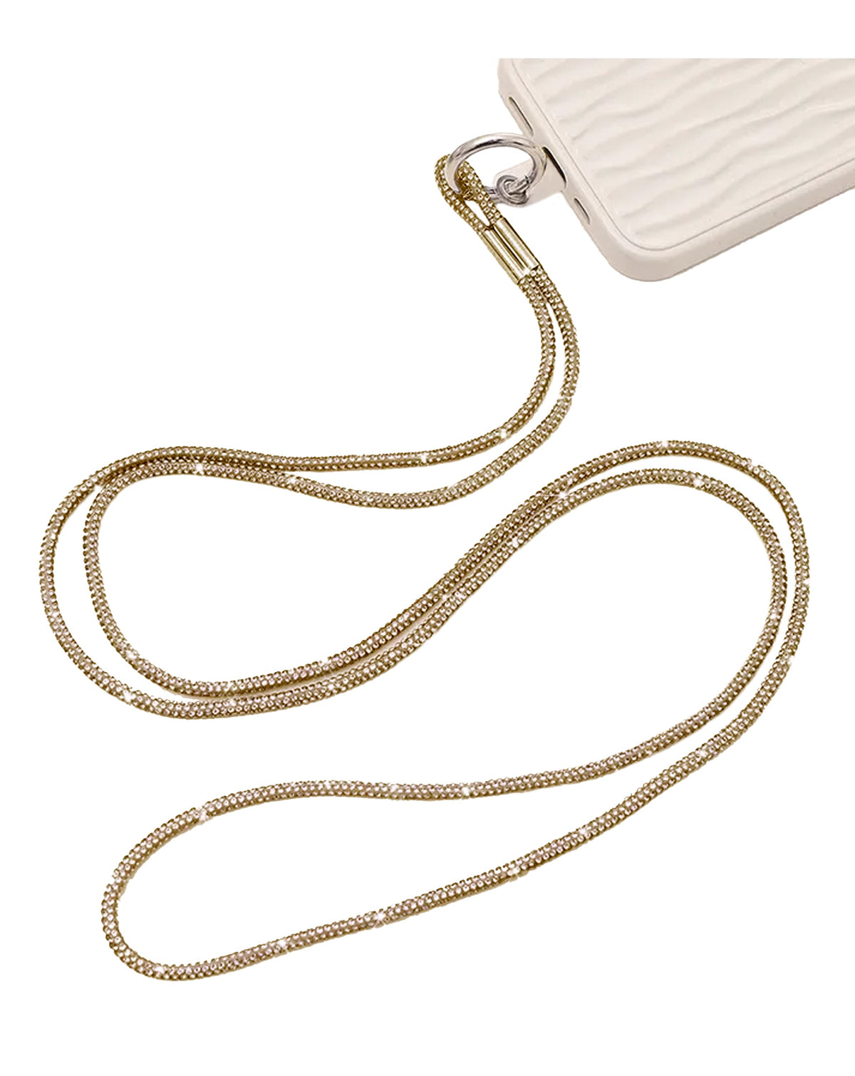 Crystal Neck Lanyard Keychain — Gold
