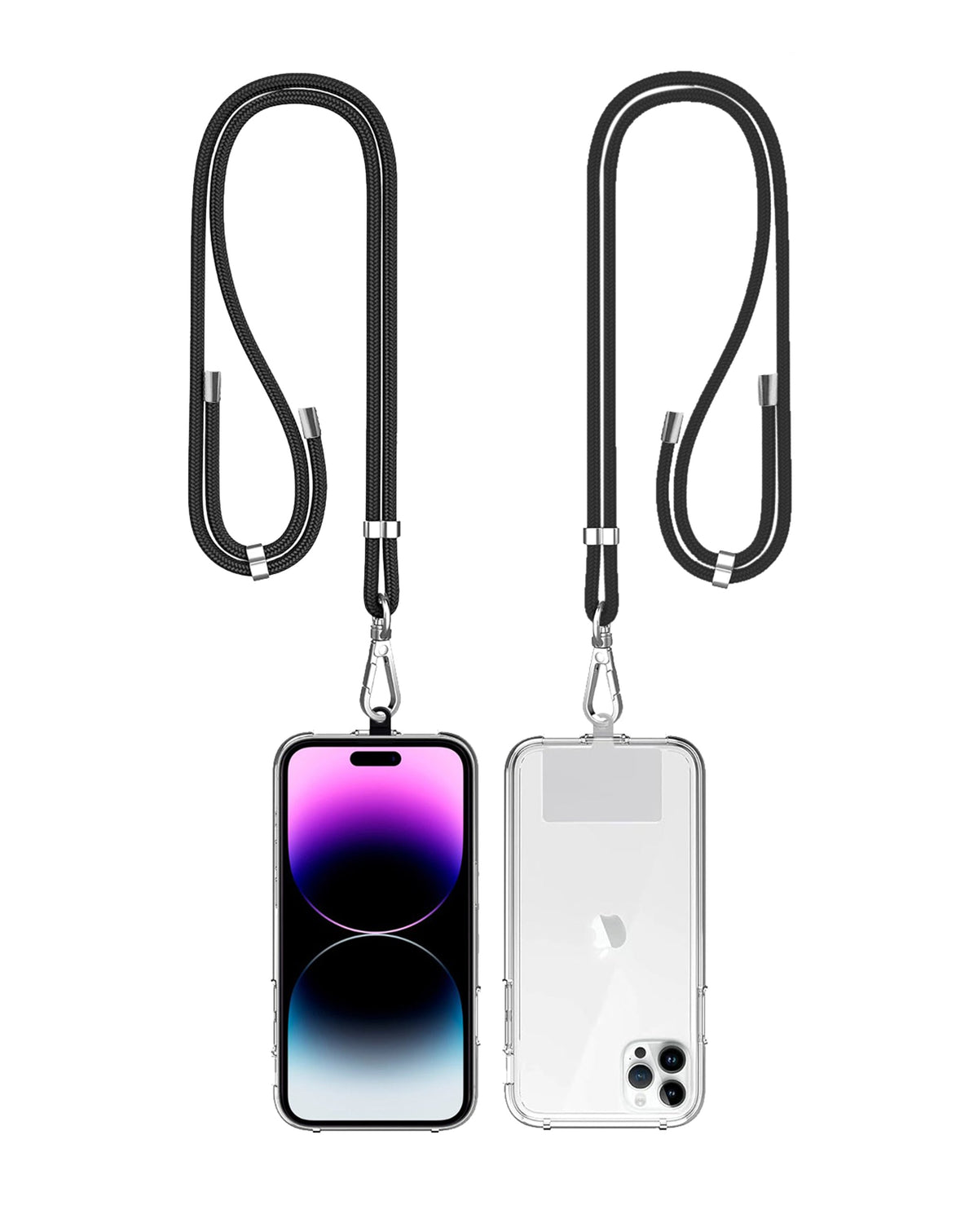 Mobile Phone Straps with Card Holder — 2 ft, Black