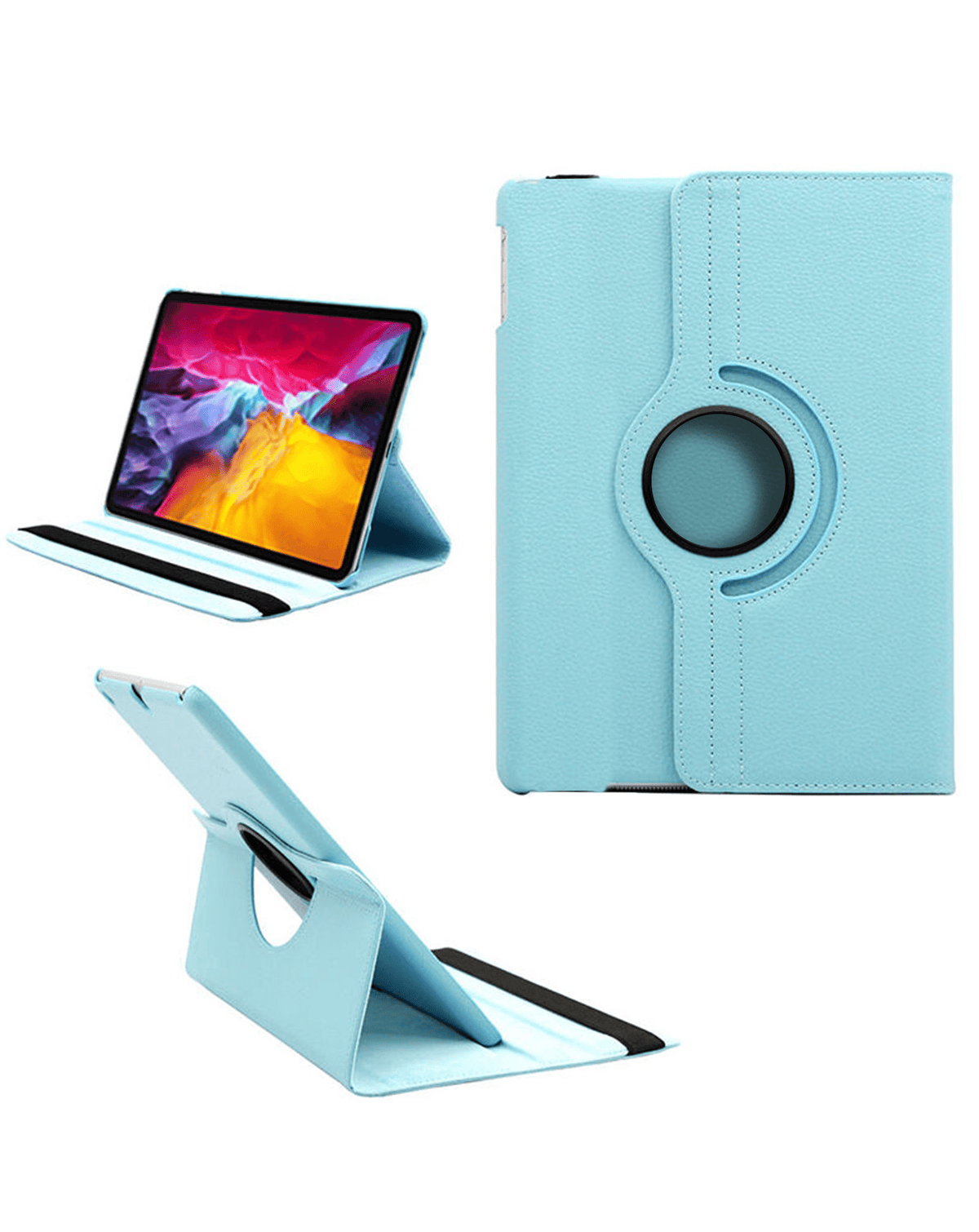 Universal 8" 360° Rotating Leather Case — Light Blue