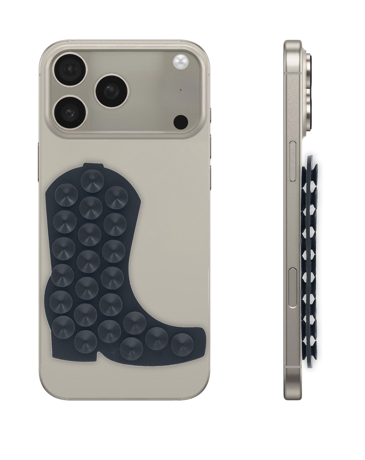 Cowboy Boot Silicone Suction Cup Phone Holder — Black