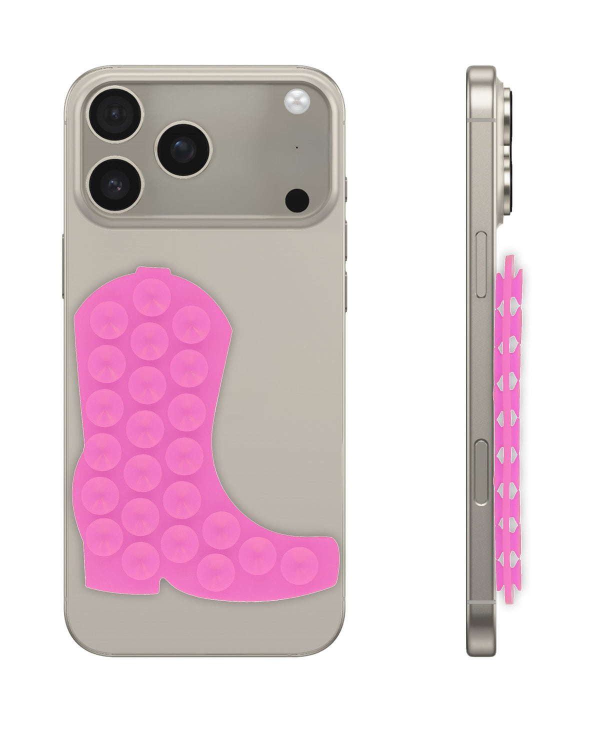 Cowboy Boot Silicone Suction Cup Phone Holder — Hot Pink