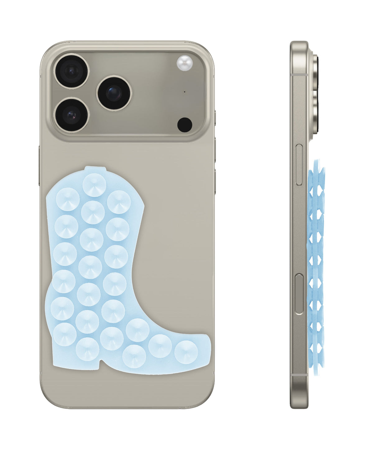 Cowboy Boot Silicone Suction Cup Phone Holder — Light Blue