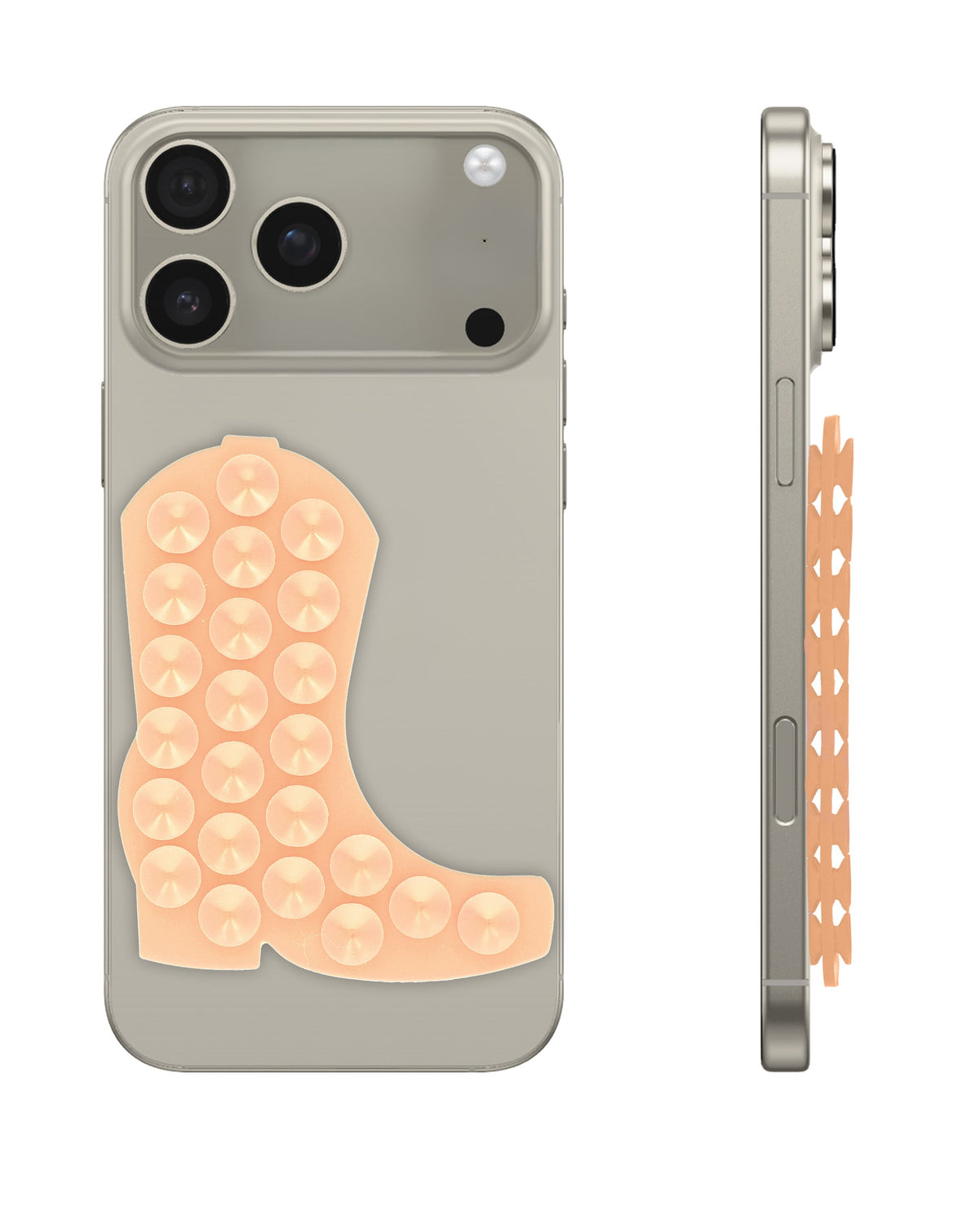 Cowboy Boot Silicone Suction Cup Phone Holder — Light Pink