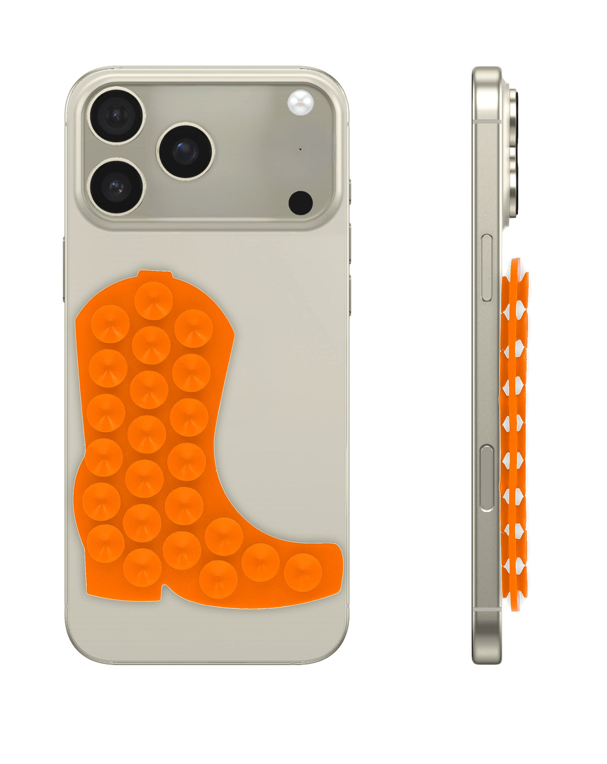 Cowboy Boot Silicone Suction Cup Phone Holder — Orange