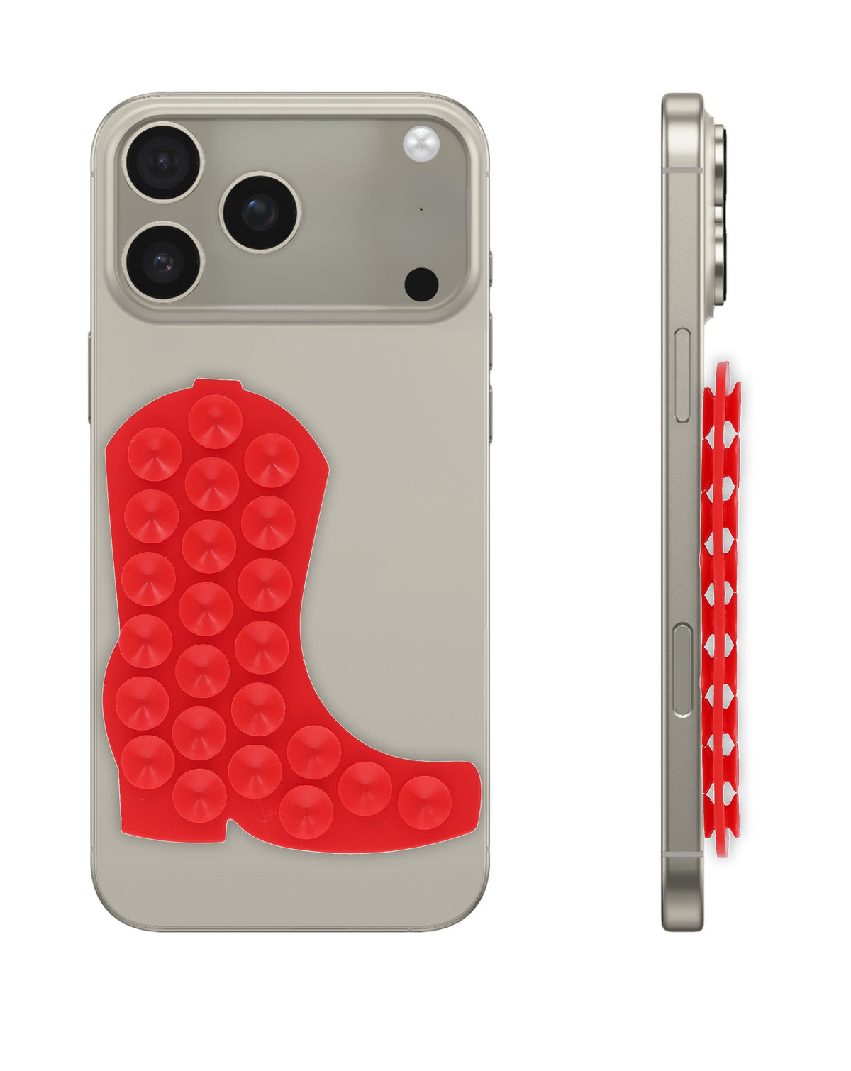 Cowboy Boot Silicone Suction Cup Phone Holder — Red