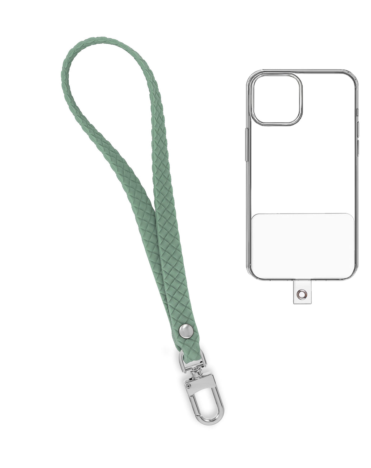 Silicone Braided Wrist Lanyard — 0.4 ft, Pine Needle Green
