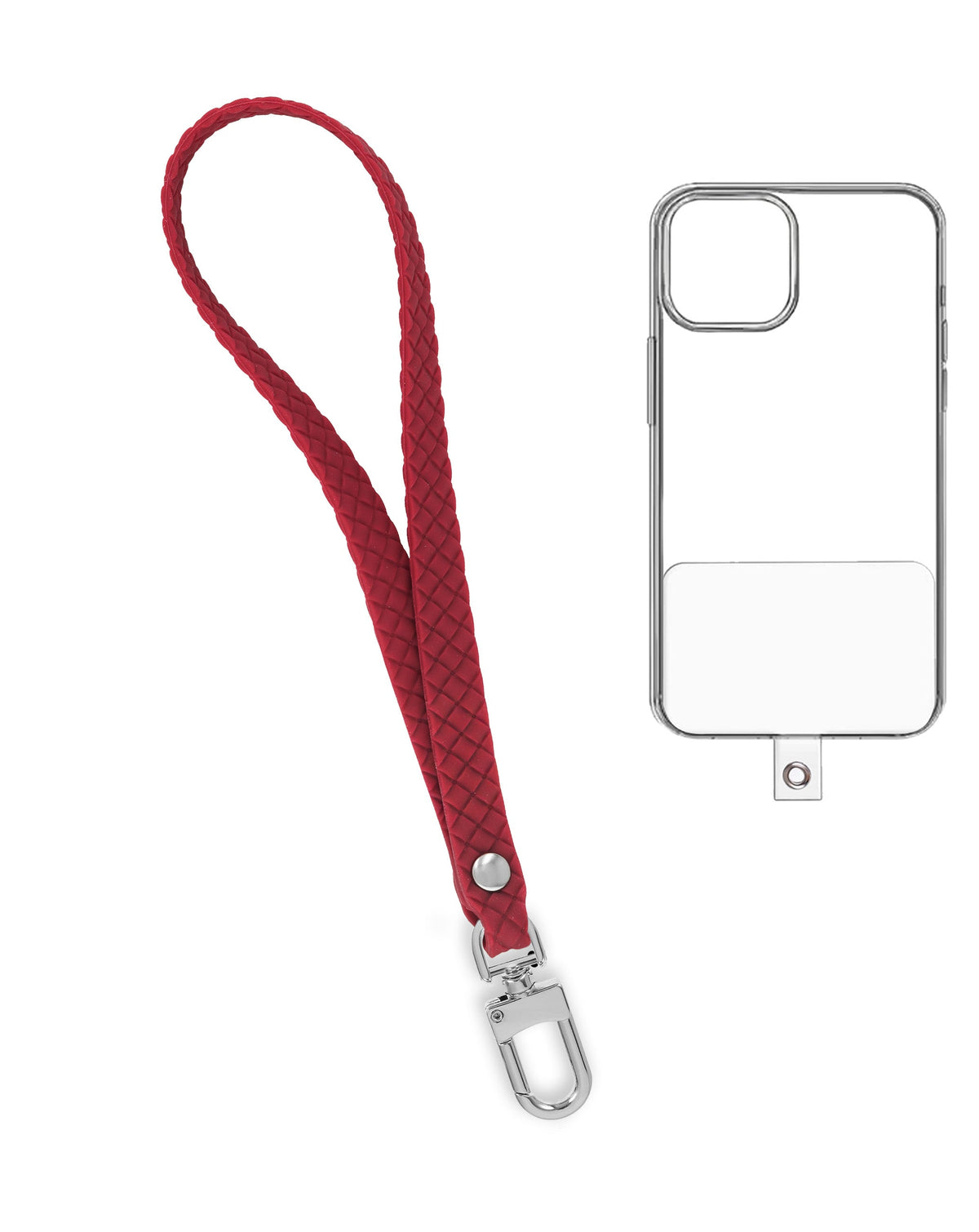 Silicone Braided Wrist Lanyard — 0.4 ft, Wine Red