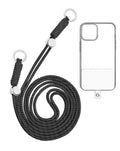 Adjustable Braided Phone Lanyard — 3.6 ft, Black & White