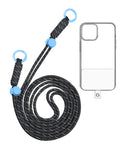 Adjustable Braided Phone Lanyard — 3.6 ft, Dark Blue & White