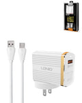 LDNIO A1302Q USB-A Wall Charger with USB-A to Micro USB Cable — 18W, 3 ft