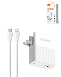 LDNIO A1405C USB-C Wall Charger with USB-C to Lightning Cable — 40W, 3 ft