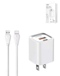LDNIO 20W USB-A + USB-C Wall Charger with MFi Lightning Cable