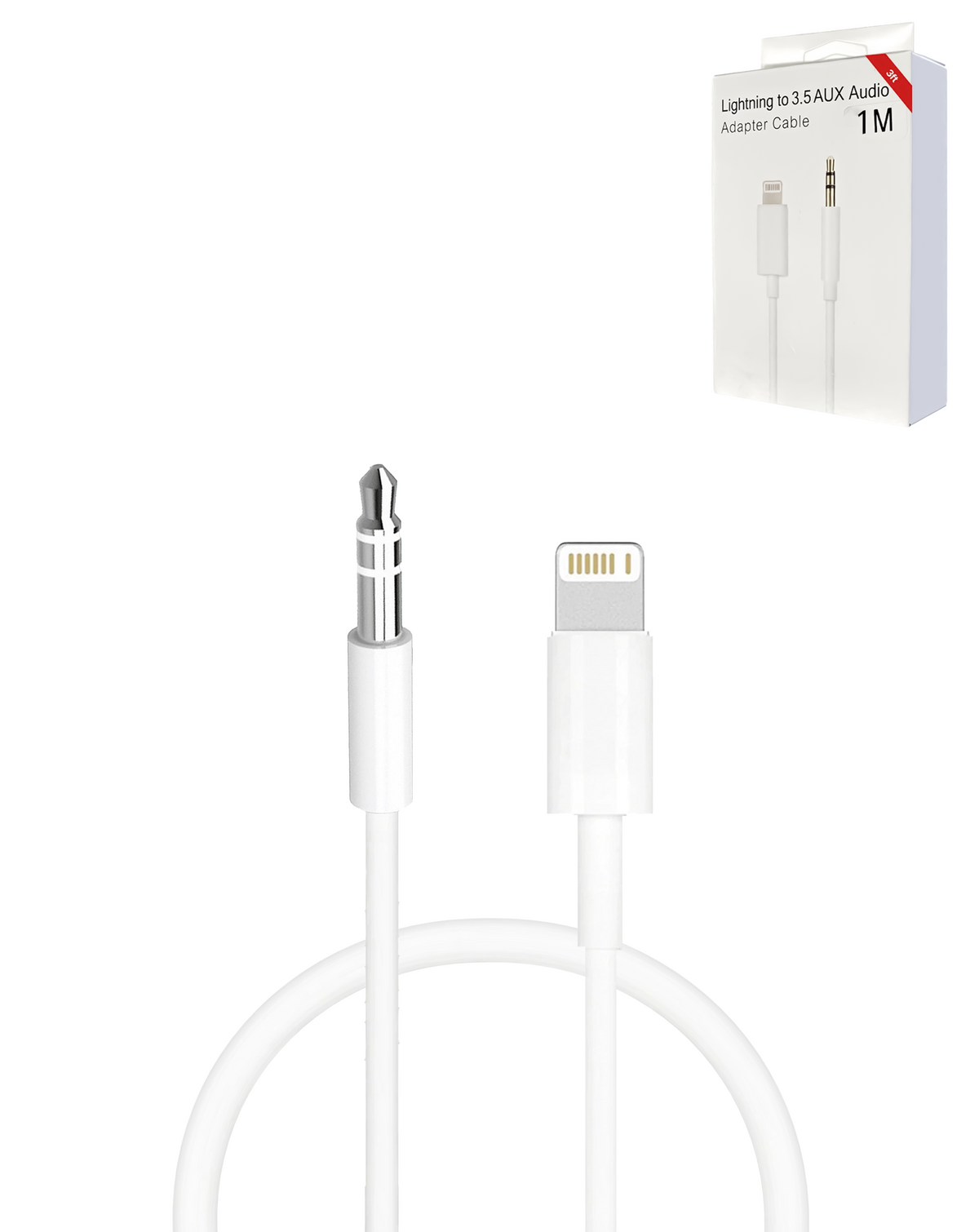 Lightning to AUX Headphone Jack Cable — 3 ft, White
