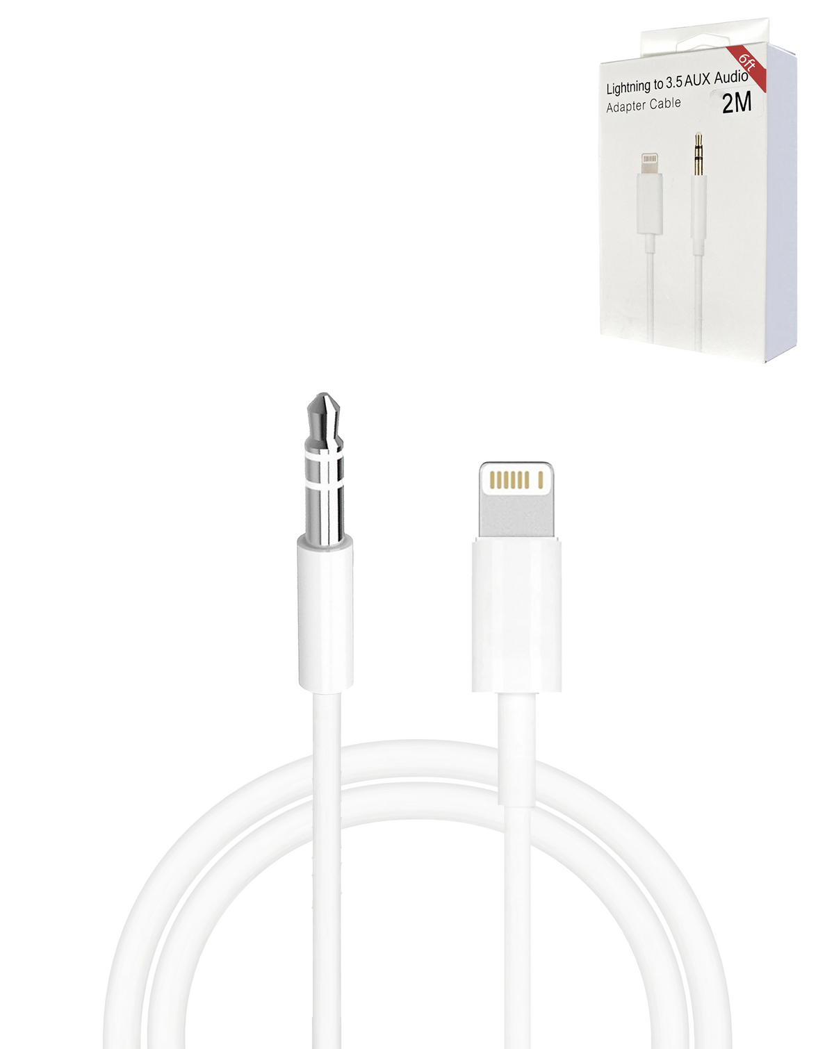 Lightning to AUX Headphone Jack Cable — 6 ft, White