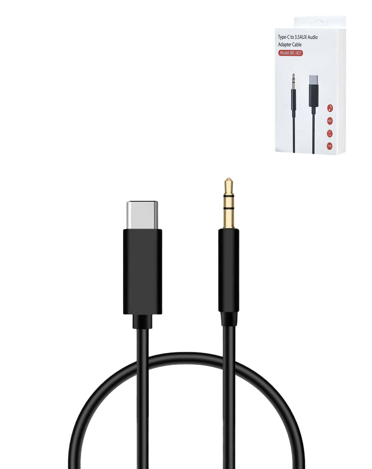 USB-C to AUX Headphone Jack Cable — 3 ft, Black