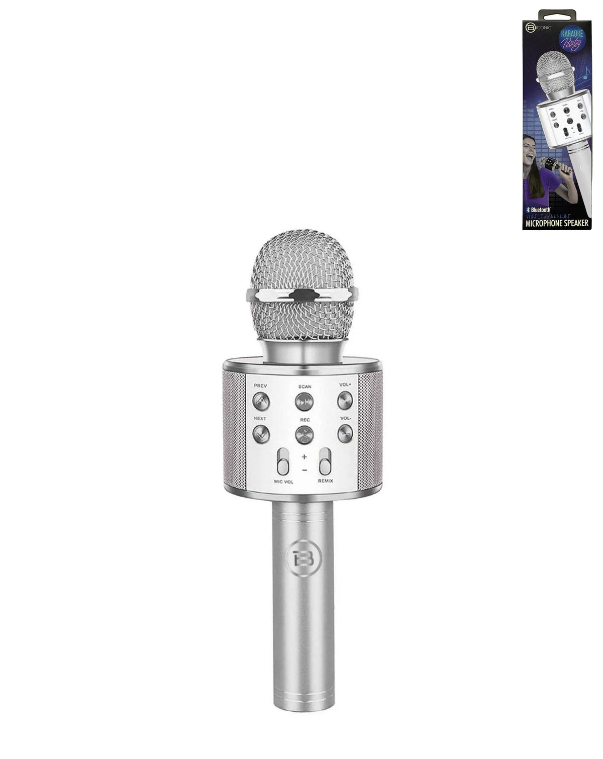 Light Up Karaoke Microphone Speaker — Silver
