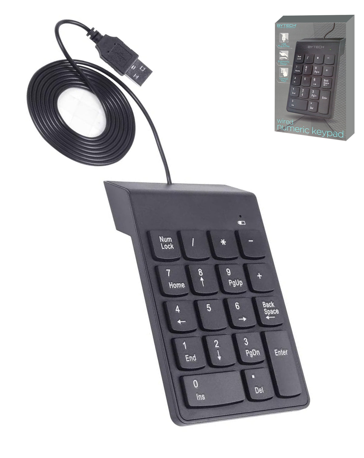 Bytech Wired USB Numeric Keypad Plug