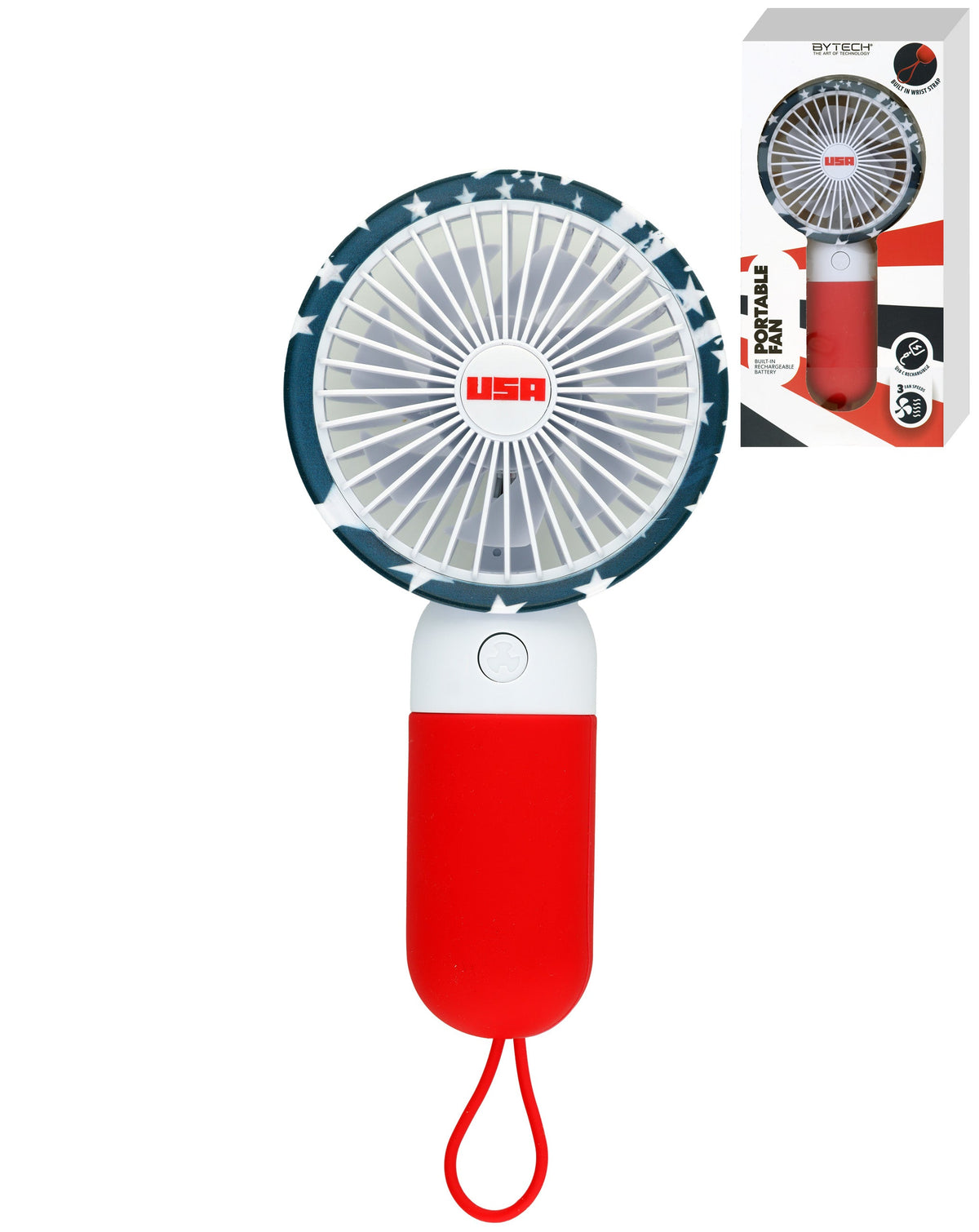 Bytech Rechargeable Handheld Fan — Blue