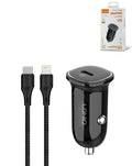 LDNIO C106 Dual USB-C Car Charger with USB-C to Lightning Cable — 30W, 3 ft