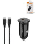 LDNIO C106 Dual USB-C Car Charger with USB-C to USB-C Cable — 30W, 3 ft