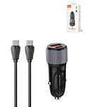 LDNIO C510Q Dual USB-A + USB-C Car Charger with USB-C to USB-C Cable — 36W, 3 ft