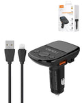 LDNIO C706Q Bluetooth FM Transmitter & Dual-Port Car Charger with USB-A to Lightning Cable — 25W, 3 ft