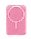 Clear Glitter Design Magnetic Card Holder — Pink